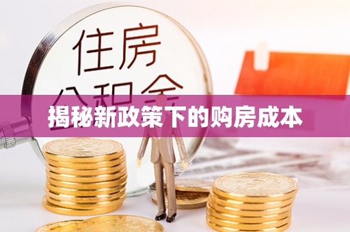 崇明揭秘新政策下的购房成本