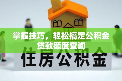崇明掌握技巧，轻松搞定公积金贷款额度查询