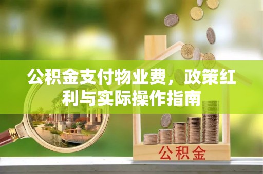 崇明公积金支付物业费，政策红利与实际操作指南